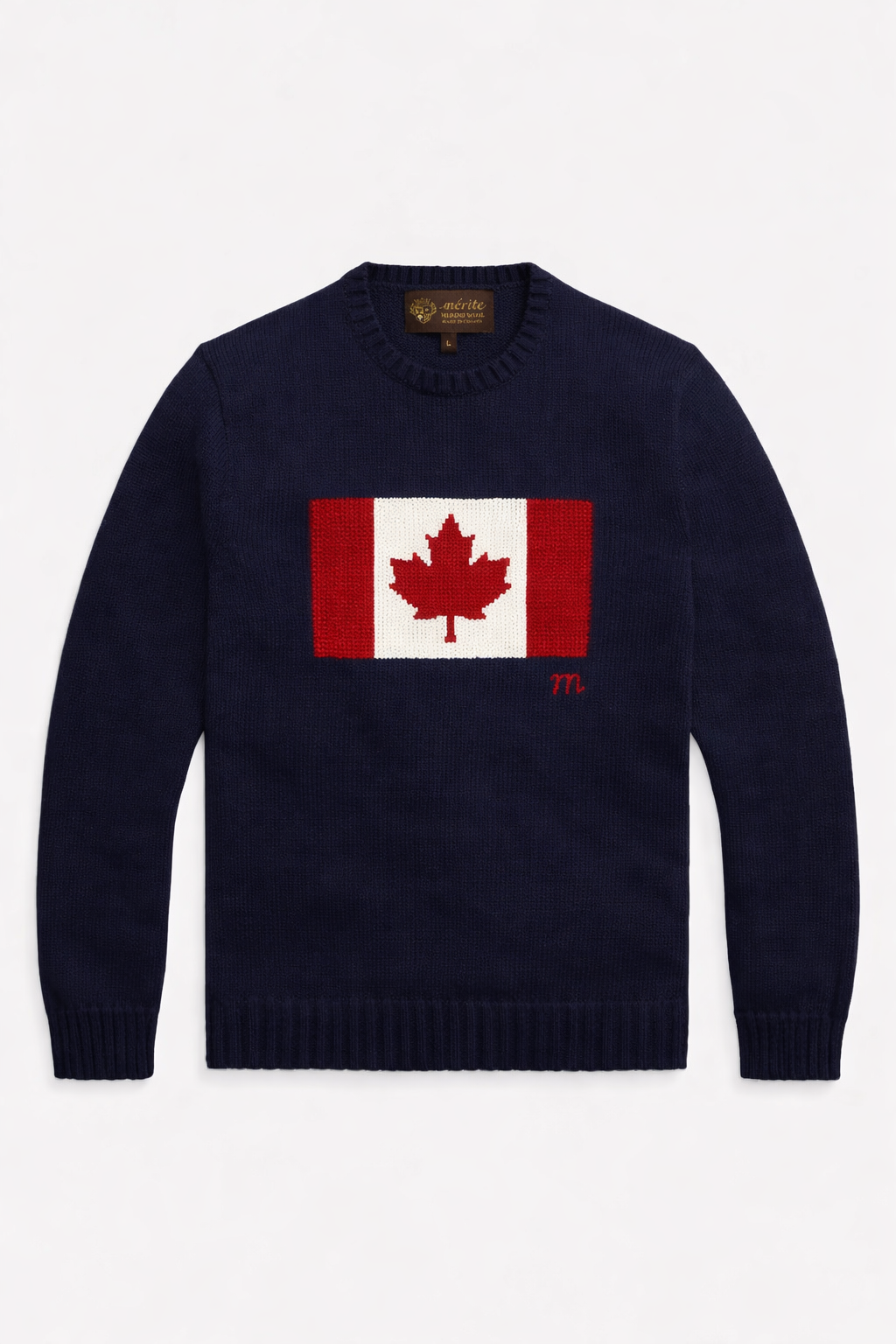 Canadian flag Knitted Crewneck | Navy