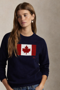 Canadian flag knitted crewneck| Navy