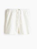 White linen-blend shorts | Straight leg