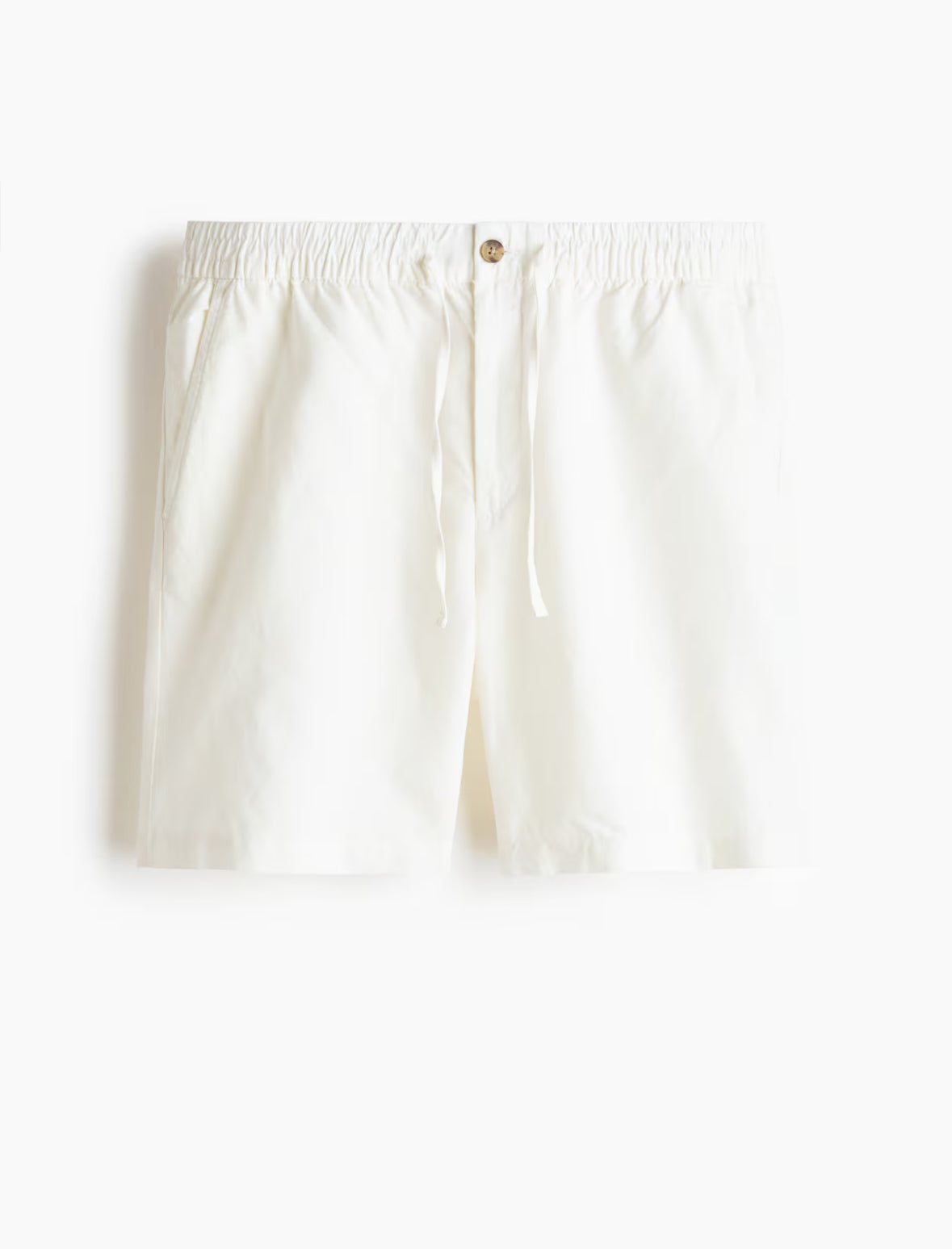 White linen-blend shorts | Straight leg